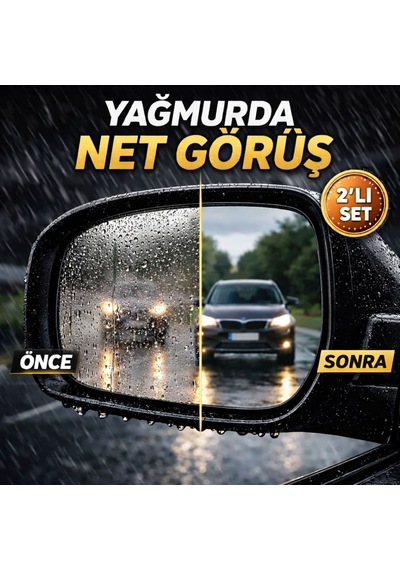 Araç Yan Ayna Yağmur Kaydırıcı Film 2 Adet Anti Fog & Su İtici Dikiz Aynası Koruyucu Net Görüş Güvenli Sürüş