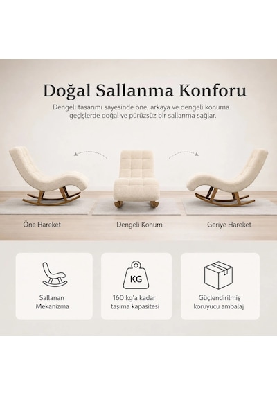 Smarto Relax Napoli Sallanan Ergonomik Dinlenme Koltuğu Tv Koltuğu Berjer Ekru