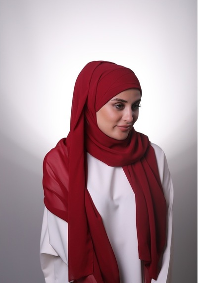 Hürrem Bone Bordo Pratik Hazır Geçmeli Bone Şal Şifon Çapraz 2001_16