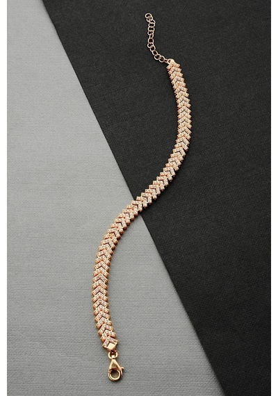 925 Ayar Gümüş V Çavuş Model Su Yolu Bileklik - B084001 Rose Gold
