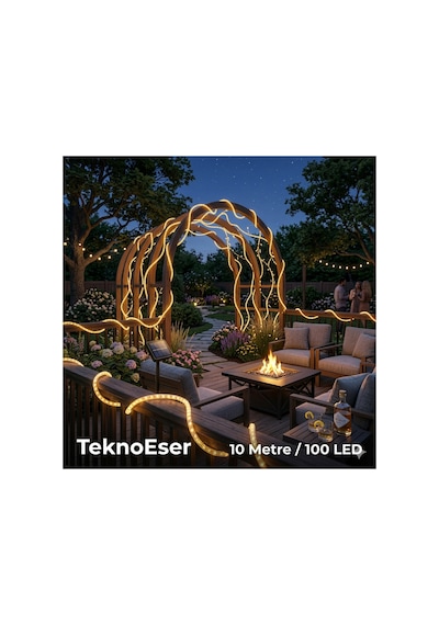 Solar Hortum Peri Led 10 Metre 100 Led Ip65 Güneş Enerjili Bahçe Dekorasyon Aydınlatma