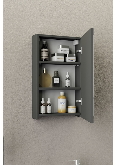 Biani Fix Loft Mini 42 Cm Banyo Dolabı,Seramik Lavabolu, Aynalı,Lavabo Dahil,Mdf,Mat Gri Biani Fix Loft Mini 42 Cm Banyo Dolabı,Seramik Lavabolu, Aynalı,Lavabo Dahil,Mdf,Mat Gri