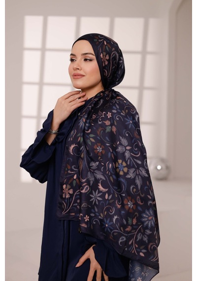 Mimiyum Rüya Desen-soft Şal Lacivert Çok Renkli