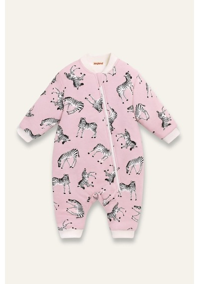 Zeyland Unisex Çocuk Elyaf Dolgulu Uyku Tulumu - Pembe Zebra Desenli Pembe