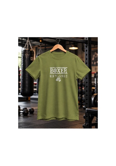 Segungear Boxer Erkek Regular Fit Baskılı Spor Tişört Haki - 932277136 Haki