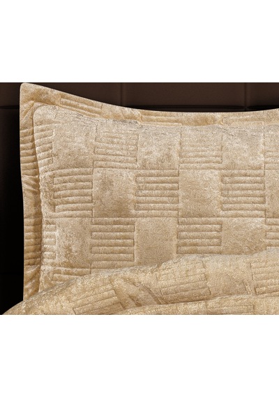 Goldroom Home Ranya Kadife Nakışlı Tek Kişilik Yatak Örtüsü Gold