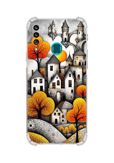 Printify Samsung Galaxy A20s İle Uyumlu Düşlerin Dansı Serisi Göçebe Şatolar Tasarımlı Uv Baskılı Köşe Korumalı Antişok Kılıf Şeffaf