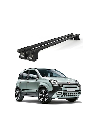 Trio-ıı Fiat Panda 4x4 2012 Ve Sonrası Uyumlu Siyah Kilitli Ara Atkı 120cm Port Bagaj Tavan Barı