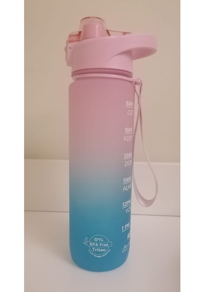 Shop-Set 1000 ML Tritan Motivasyonlu Su Matarası Süzgeçli Pembe- Mavi