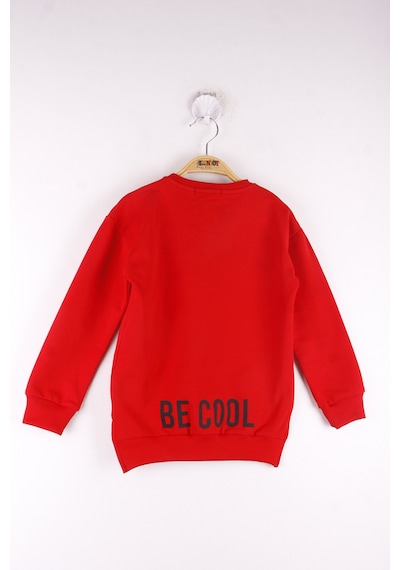 Toontoy Kız Çocuk Relax Fit Bisiklet Yaka Baskılı Sweatshirt - 2 İplik Kırmızı