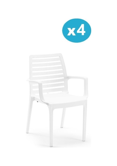Omnipazar Sy-2503 Plastik Adam Bahçe Koltuk Sandalye 4'lü Set Beyaz Beyaz