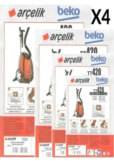 Eticaretarena 4 Paket 20 Adet Beko Uyumlu Bks 2240 Süpürge Modeli 5 Adet Toz Torbası Tt420 T
