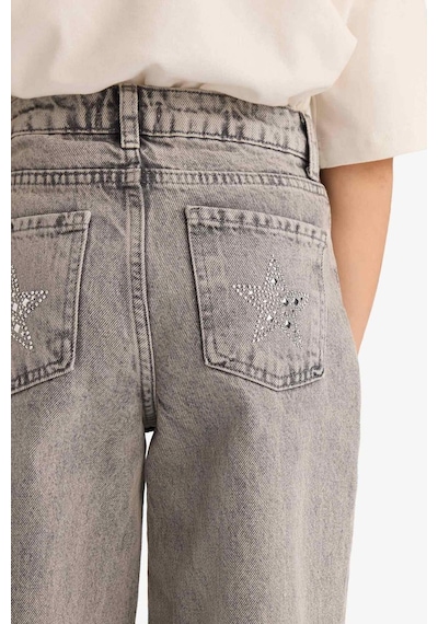 Defacto %100 Pamuk Straight Wide Geniş Paça Jean Pantolon Kız Çocuk G4943a825aunm18 Gri-nm18