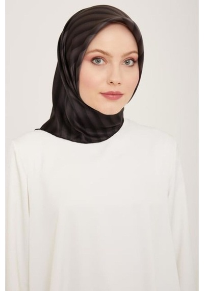 Armine Saf İpek - Twill İpek Eşarp Nostalji Serisi -9150d-88 Siyah