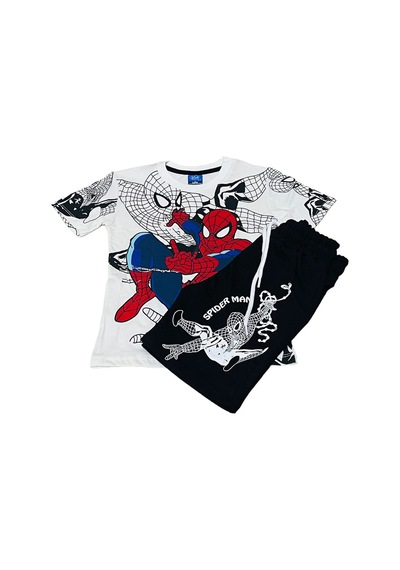 Sml Tekstil Spiderman Temalı Çocuk Tişört Ve Şort Takımı Siyah