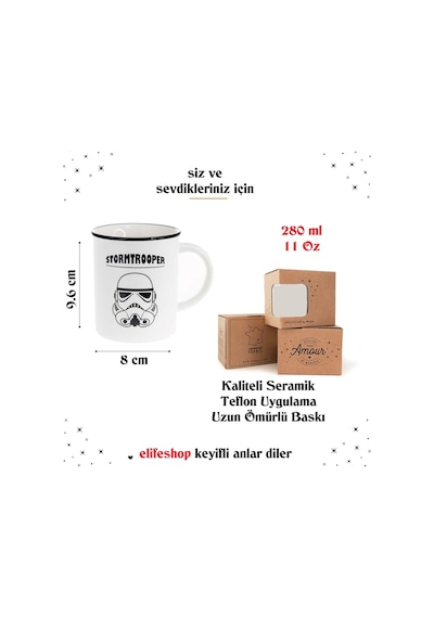 Star Wars Mandalorian Stormtrooper Kahve Kupası Fincan Mug Teflon Uygulama Gerçek Seramik 280 Ml.