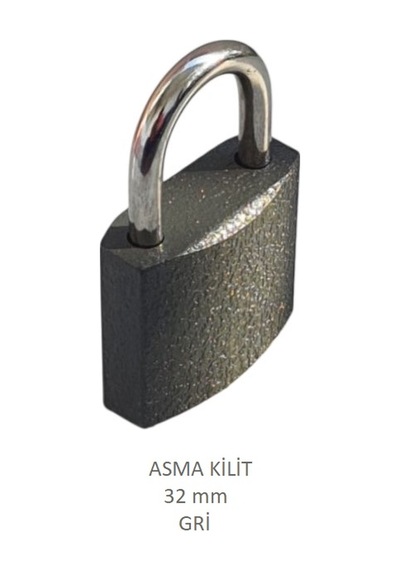 Adilon Asma Kilit, 32 Mm Gri