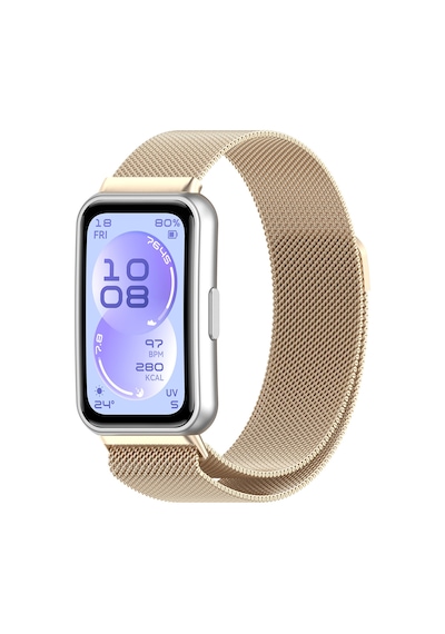 Huawei Band 11 / 11 Pro Uyumlu Manyetik Metal Örgü Hasır Örgü Kordon Starlight