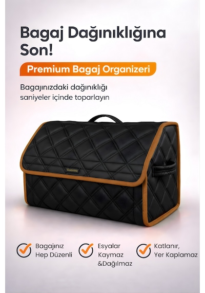 Bagaj Çantası Oto Bagaj Organizer Çift Kat Deri Su Geçirmez Kaymaz Katlanır Araç Düzenleyici - Dct5 Stiloto