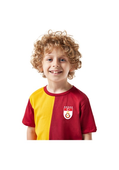Galatasaray Parçalı 5 Yıldızlı Çocuk T-shirt C251440 Sarı - Kırmızı