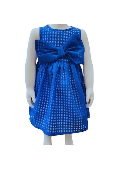 Çikoby Kız Bebek Fiyonk Elbise-13878 Mavi
