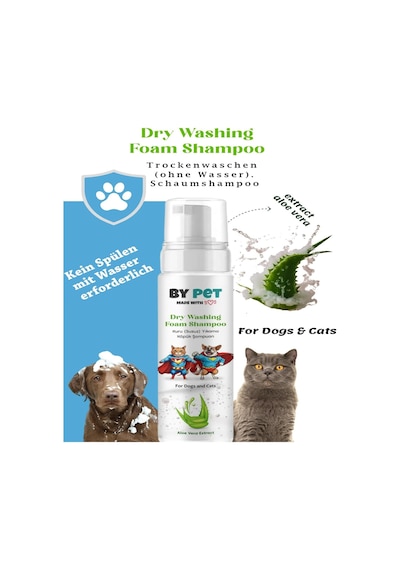 Tr Aloe Vera İçerikli Kedi Ve Köpek Kuru Yıkama Bakım Şampuanı Tüy Deri Bakım Köpüğü 200 Ml