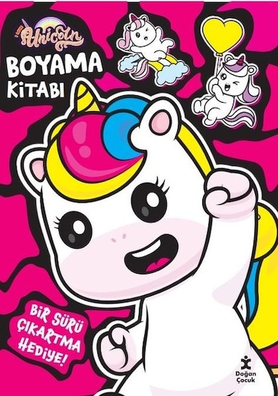 I Love Unicorn - Boyama Kitabı - Şeker Pembe - Bir Sürü Çıkartma Hediye!- Doğan Çocuk
