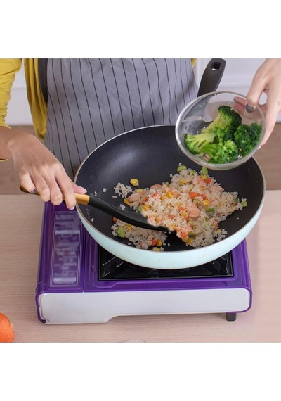 Yenigeldi 1adet Silikon Kaşık 2si 1 Arada Spatula Yapışmaz,siyah