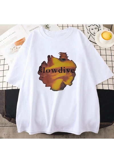 Startmore Beyaz Sadece Bir Gün İçin Albümü Slowdive Baskı Rock Grubu Souvlaki Albümü Grafik Grunge Mo Beyaz