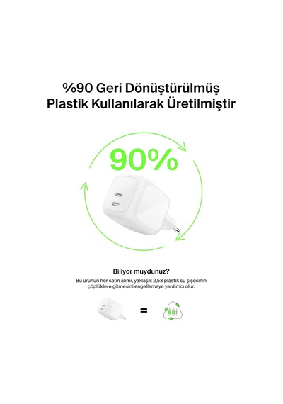 Belkin Smartprotect 2 Portlu Usb-c Şarj Cihazı 67 W, 2 Usb-c Port
