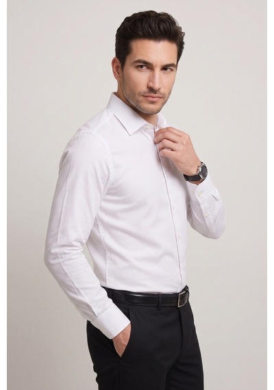Slim Klasik Yaka Düz Beyaz Gk 762 Gömlek