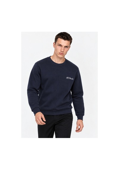 Hk Premium Sweatshirt Bisiklet Yaka Hk Premium Logolu Erkek Basic Lacivert