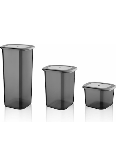 Nandy Home Etiketli Ekonomik Kırılmaz Saklama Kabı Seti Antrasit 12'li 1.75 - 1.2 - 0.55 L Antrasit