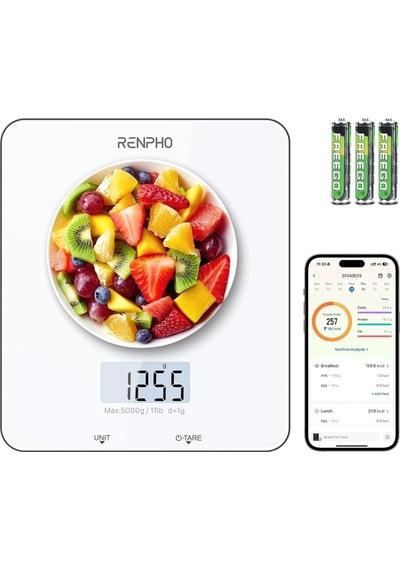 Akıllı Mutfak Terazisi 1g Hassasiyet, Lcd Ekranlı, Tare Fonksiyonlu, 5 Kg Kapasiteli Çok Renkli