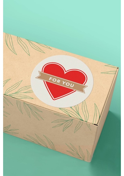 90 Adet For You Kırmızı Kalpli Paketleme Sticker 3x3cm St2019 Çok Renkli