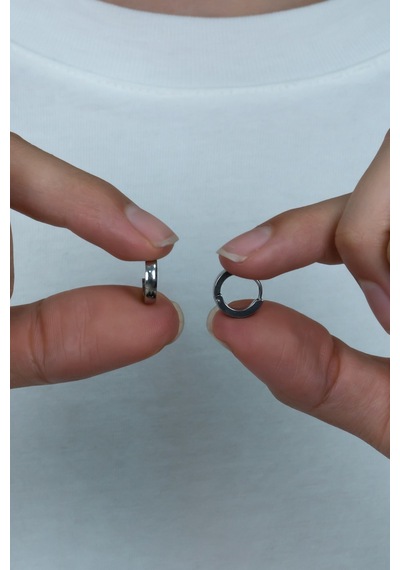 Ince 2,5 MM Bombeli Halka Unisex Erkek Çelik Küpe 3 Renk Mse6