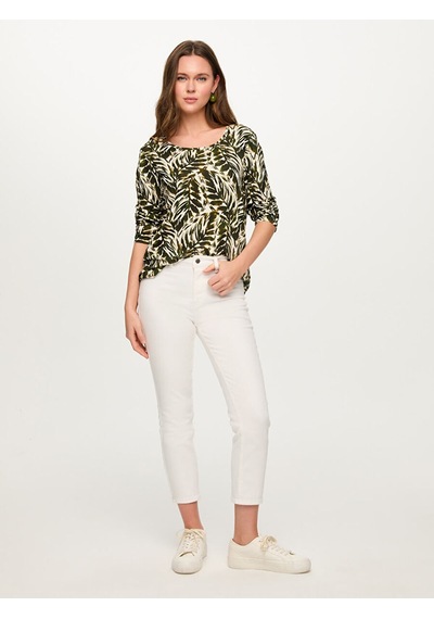 Yaprak Desen Yuvarlak Yaka Uzun Kol Tshirt S26tsh097 Us26tsh09716 Koyu Haki