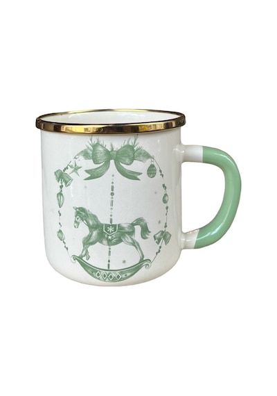 Emaylabxyirmiyedikuzguncuk Christmas Carousel Emaye Kupa Pastel Yeşil Krem