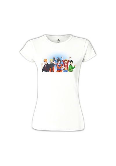 Anime Heros Beyaz Kadın Tshirt 001