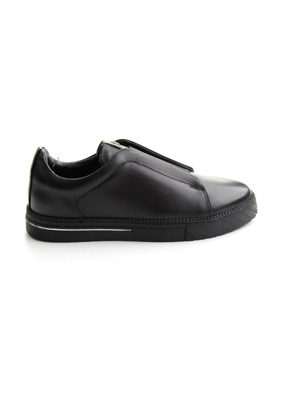 Bambi Siyah Antik Hakiki Deri Erkek Sneaker E01610197141