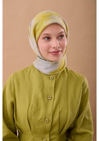 Silk Home Olinda İpek Eşarp 47004-06 Gri, Koyu Yeşil, Sarı, Çağla