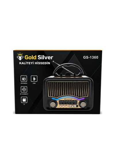 Gold Silver Gs-1360 Nostaljik Tasarım Bluetooth Radyo Yedek Pili