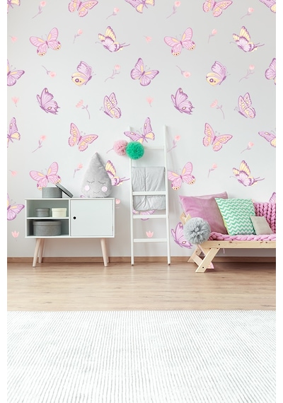 Mor Kelebekler Temalı 20 Parça Çocuk Ve Bebek Odası Dekoratif Duvar Sticker Seti