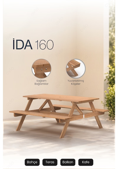 Bahçe Bankı İda S 160 6 Kişilik Arkalıklı Rahat Ve Şık Tasarım Teak