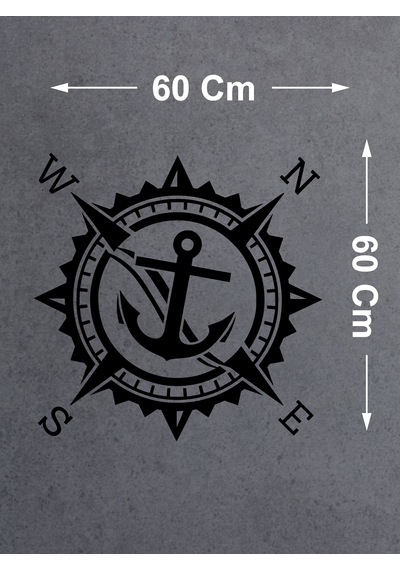 Pusula Ve Çapa Sticker - Araba Oto Motosiklet Karavan Cam Sticker - 00318 60x60 Cm
