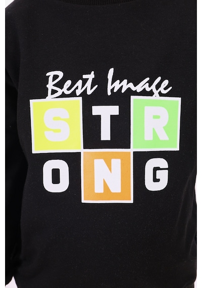 Toontoy Kids Toontoy Erkek Çocuk Strong Baskılı Sweatshirt Siyah