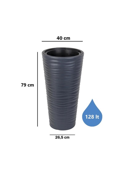 Omnipazar So-kvt3 Kumsal Vazo Saksı Takımı 128 Litre Antrasit 3 Adet