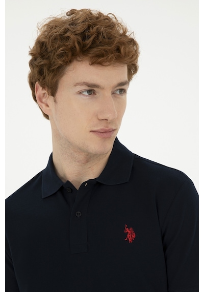 U.S. Polo Assn. Erkek Slim Fit Polo Yaka Koyu Lacivert Basic Tişört 50279573-VR100