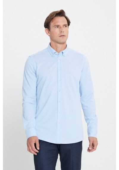 Ac&Co / Altınyıldız Classics Erkek Acık Mavı Pamuklu Örme Slim Fit Dar Kesim Düğmeli Yaka Gömlek Acık Mavı Açık Mavi Ac&Co / Altınyıldız Classics Erkek Acık Mavı Pamuklu Örme Slim Fit Dar Kesim Düğmeli Yaka Gömlek Acık Mavı Açık Mavi