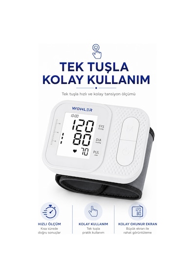 Wohler Bilekten Ölçer Dijital Tansiyon Aleti , Nabız Ölçer , 2 X 120 Ölçüm Hafıza , Saklama Kutulu
